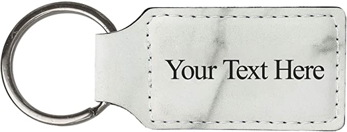 Customized Engraved Rectangle Leather Keychain - Add Your Text