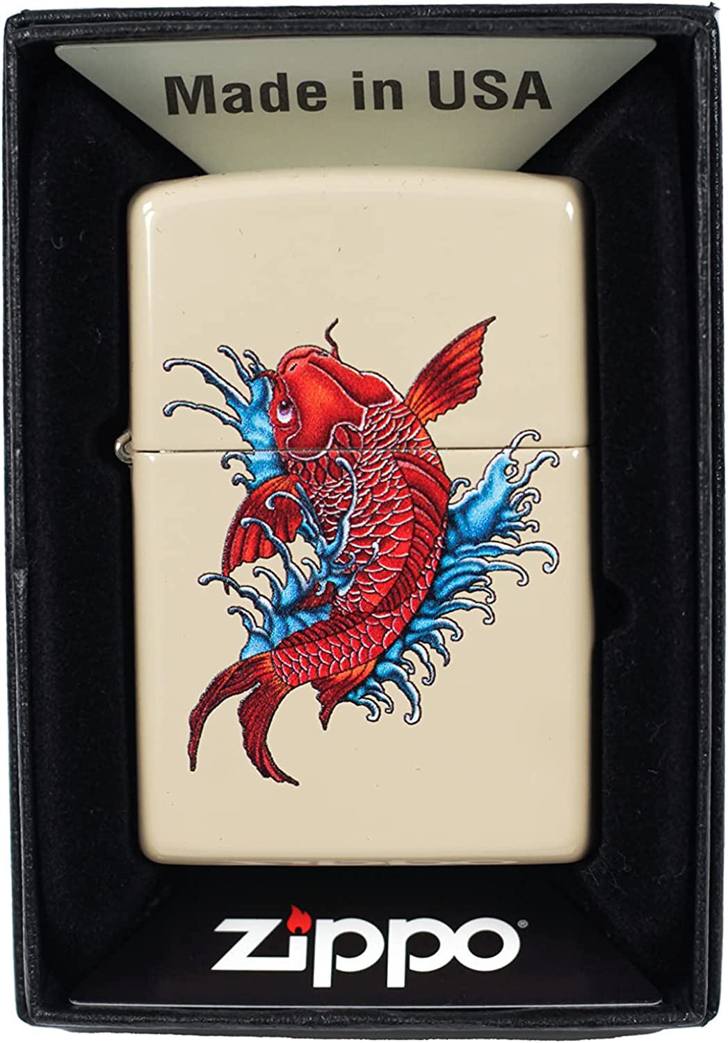 Koi Fish Swimming - Flat Sand Zippo Lighter