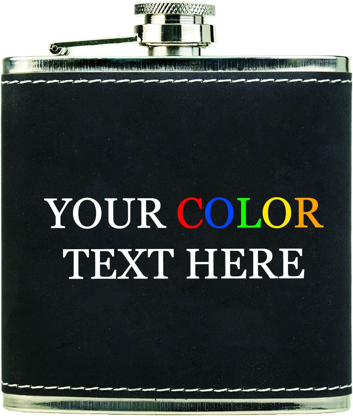 Custom Color Printed Stainless Steel 6oz Flask - Add Your Text, Logo, Photo