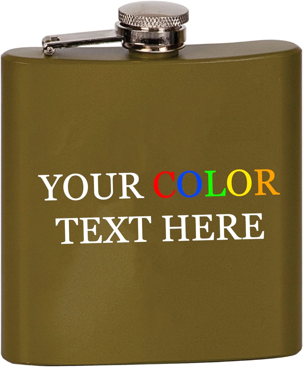 Custom Color Printed Stainless Steel 6oz Flask - Add Your Text, Logo, Photo