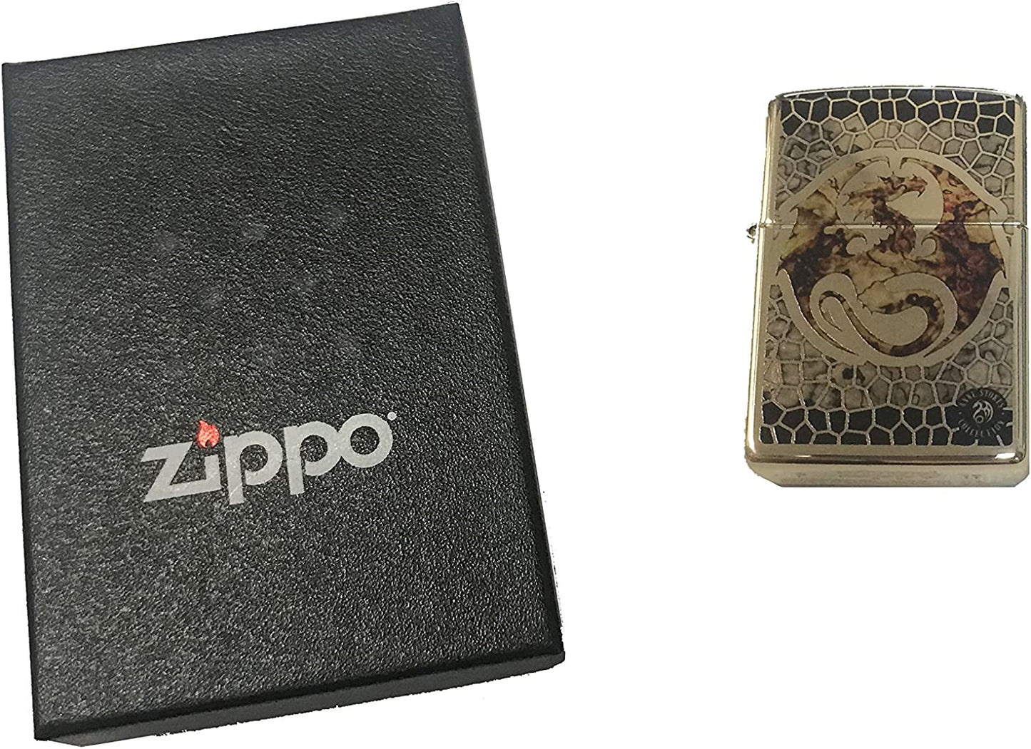 Anne Stokes Dragon Emblem with Scales Design - Fusion High Polish Brass Zippo Lighter