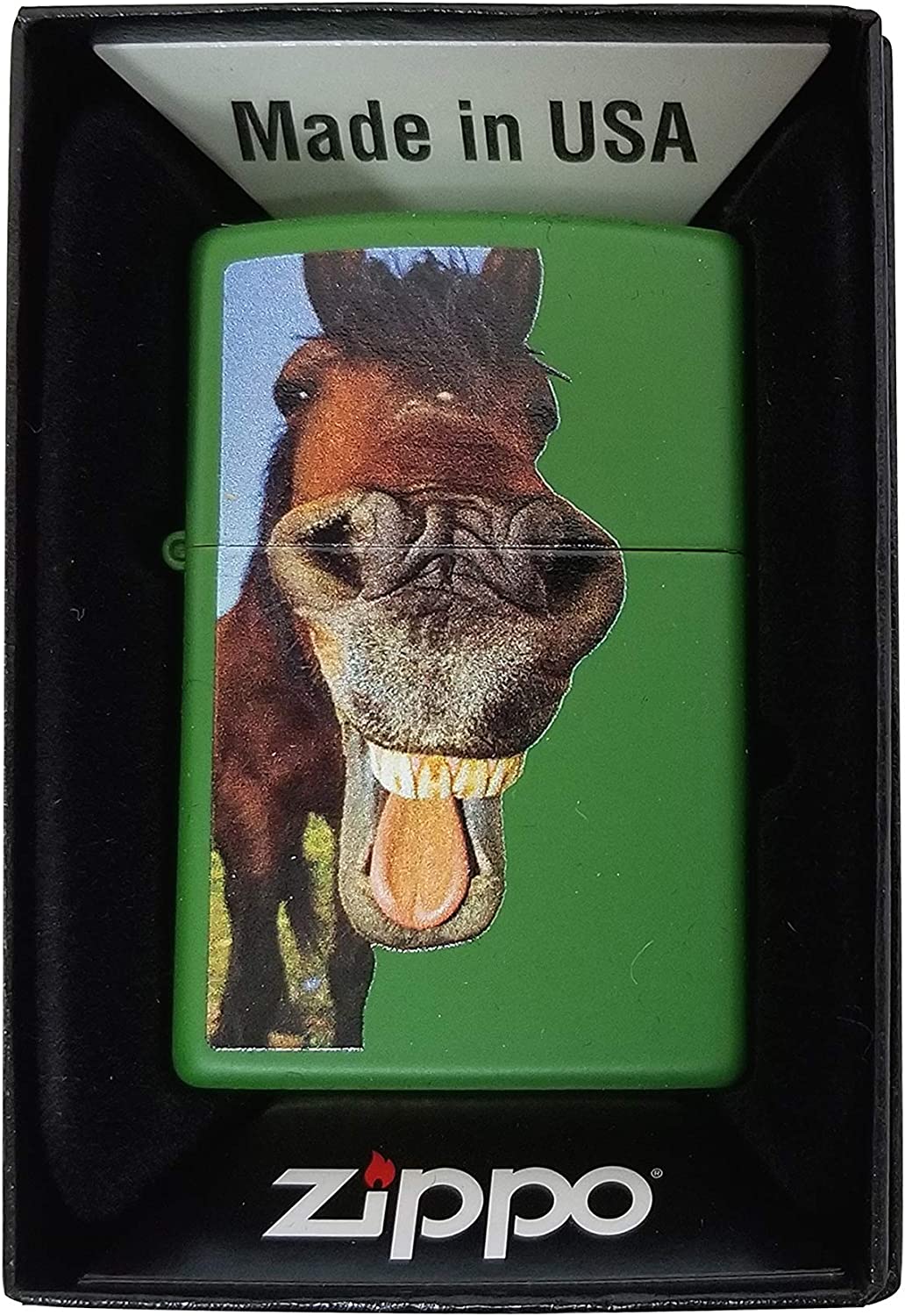 Laughing Horse - Moss Green Matte Zippo Lighter
