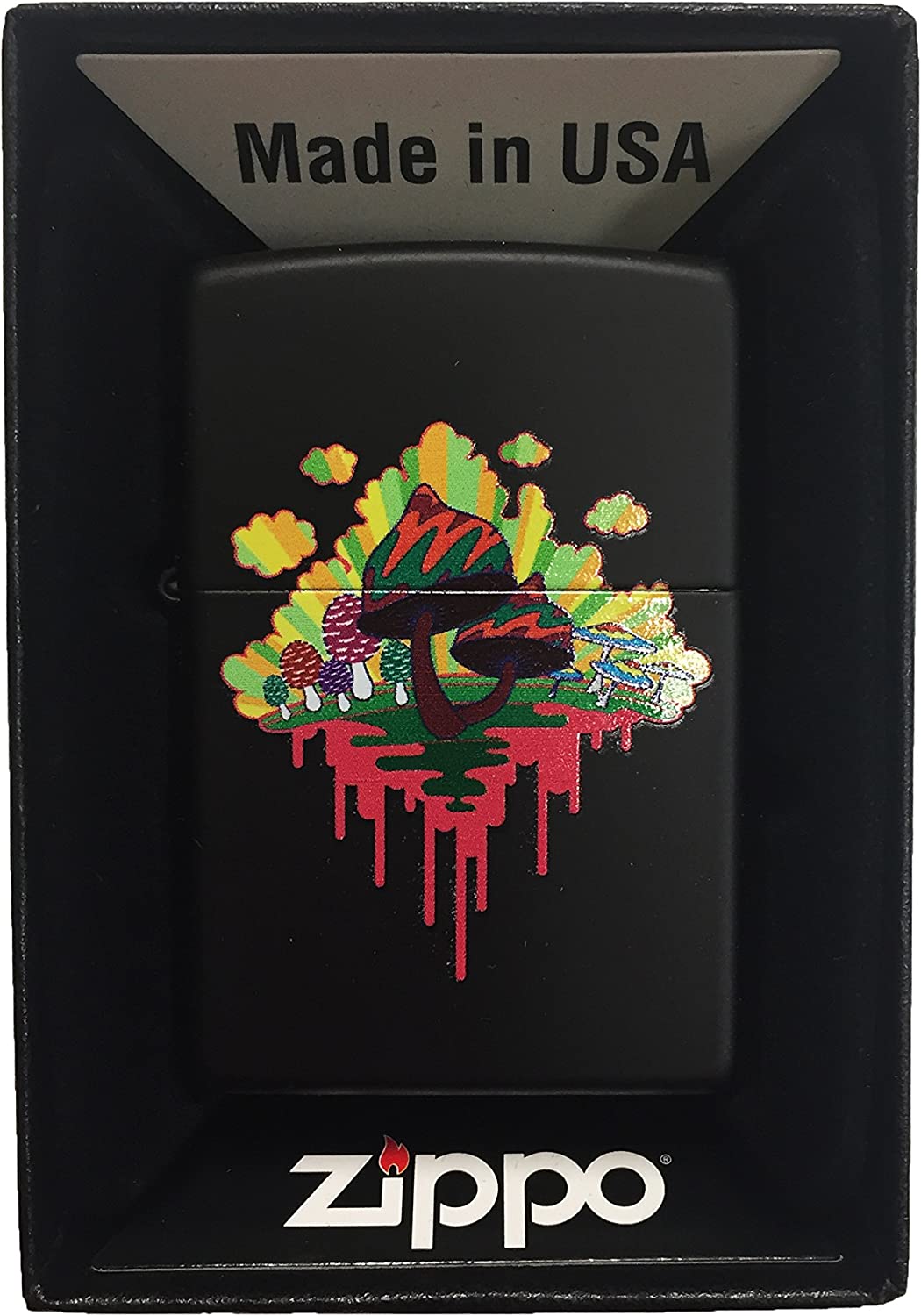 Color Dripping Mushrooms - Royal Blue Matte Zippo Lighter