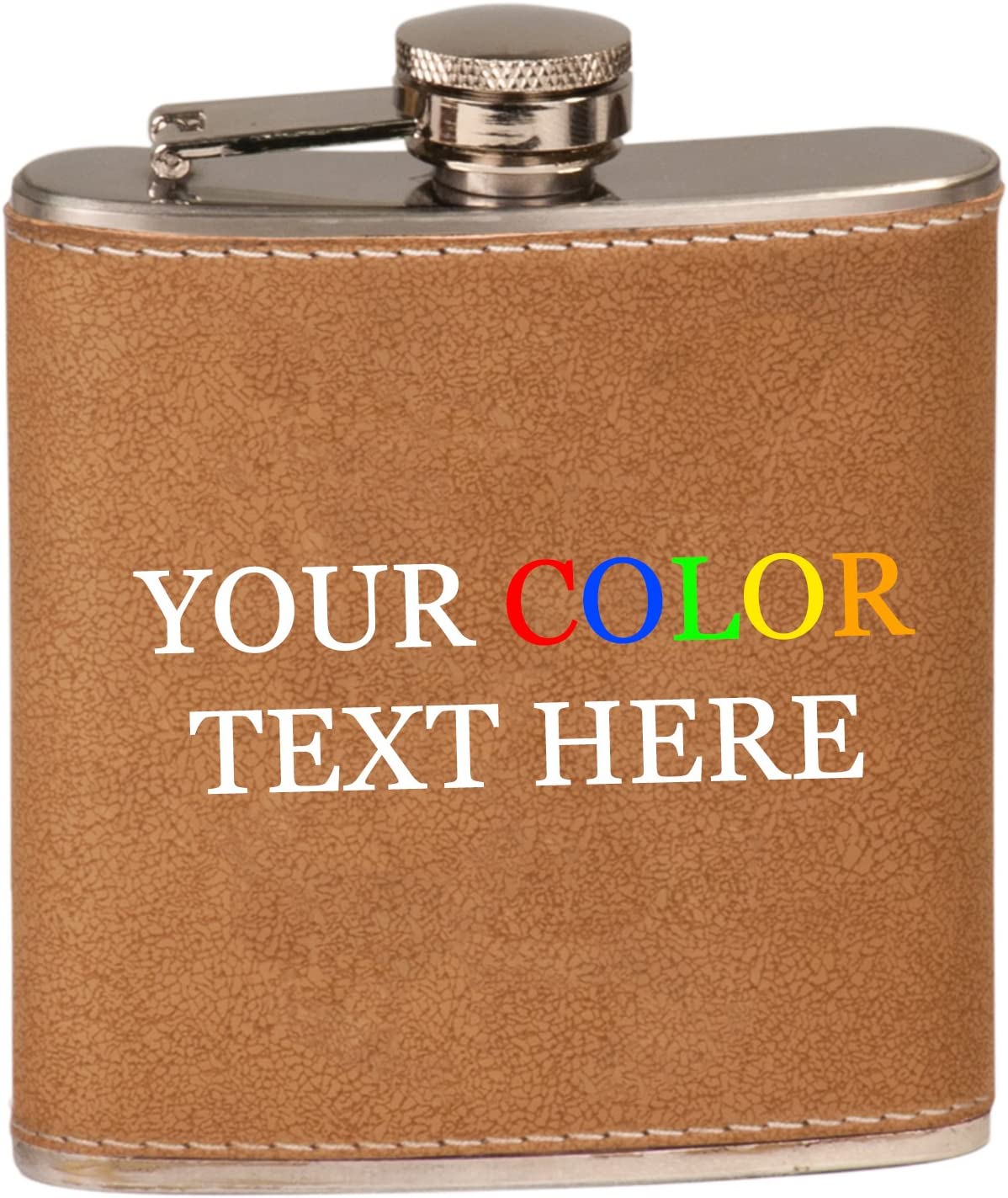 Custom Color Printed Stainless Steel 6oz Flask - Add Your Text, Logo, Photo