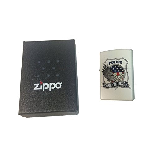 "American Heroes" Police Badge with Eagle - White Matte Zippo Lighter