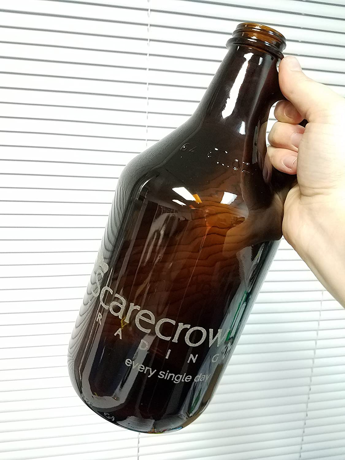 Custom Engraved 64oz Amber Glass Growler - Add Your Text, Logo, Photo
