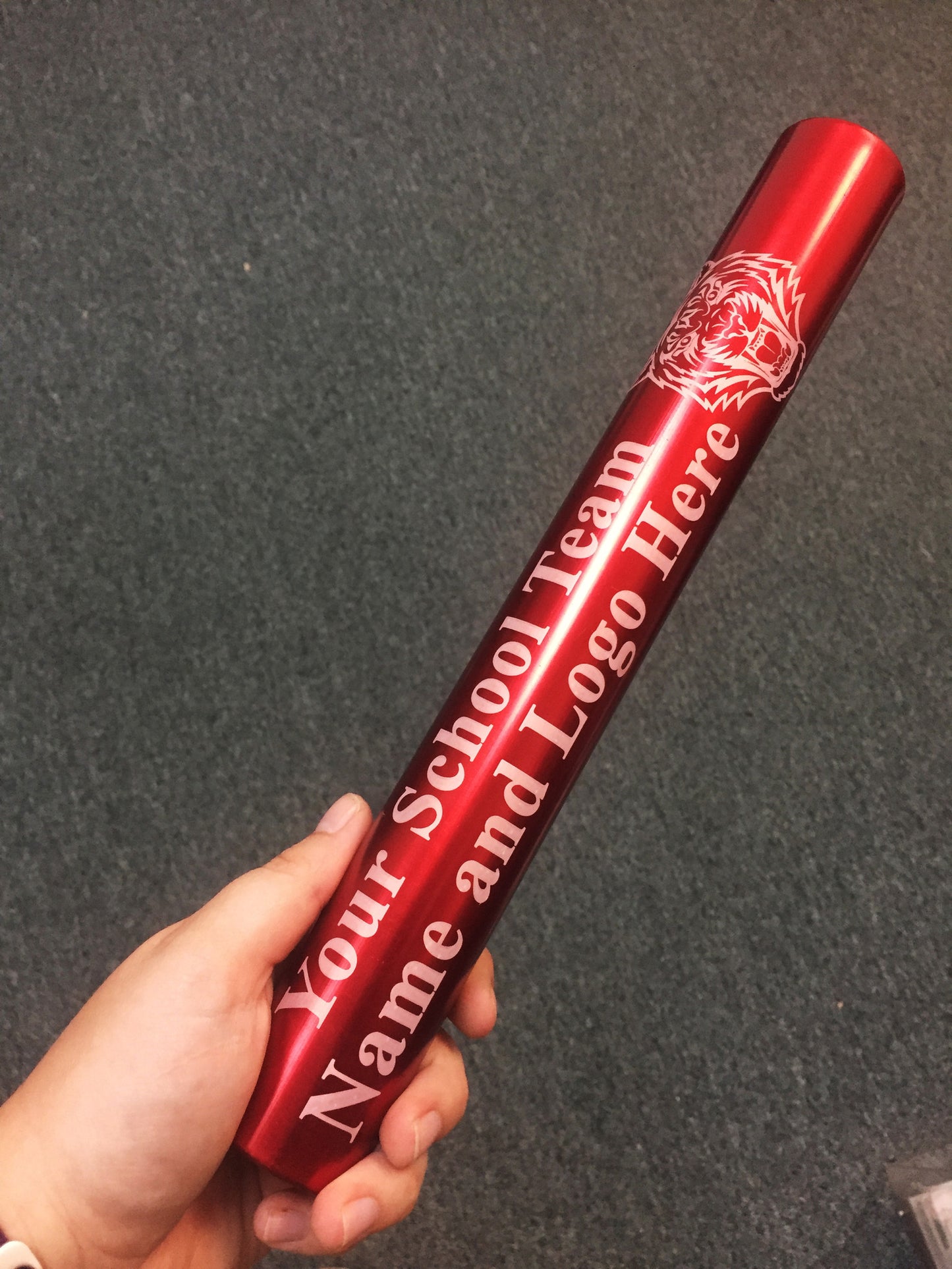 Custom Red Aluminum Track and Field Relay Baton Personalized Gift - Your Team Name and Logo Engraved
