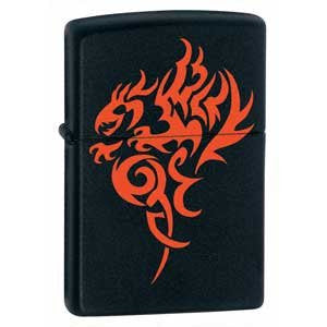 Zippo 2 Pack of Black Matte, Hidden Dragon