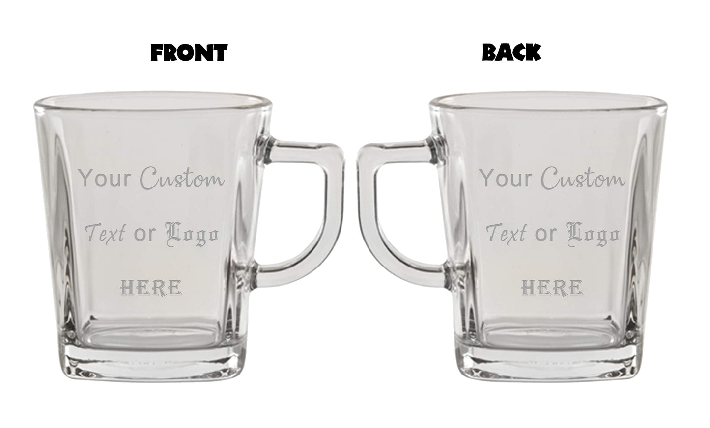 Custom Engraved 8 oz Square Tea Glass - Add Your Text or Logo