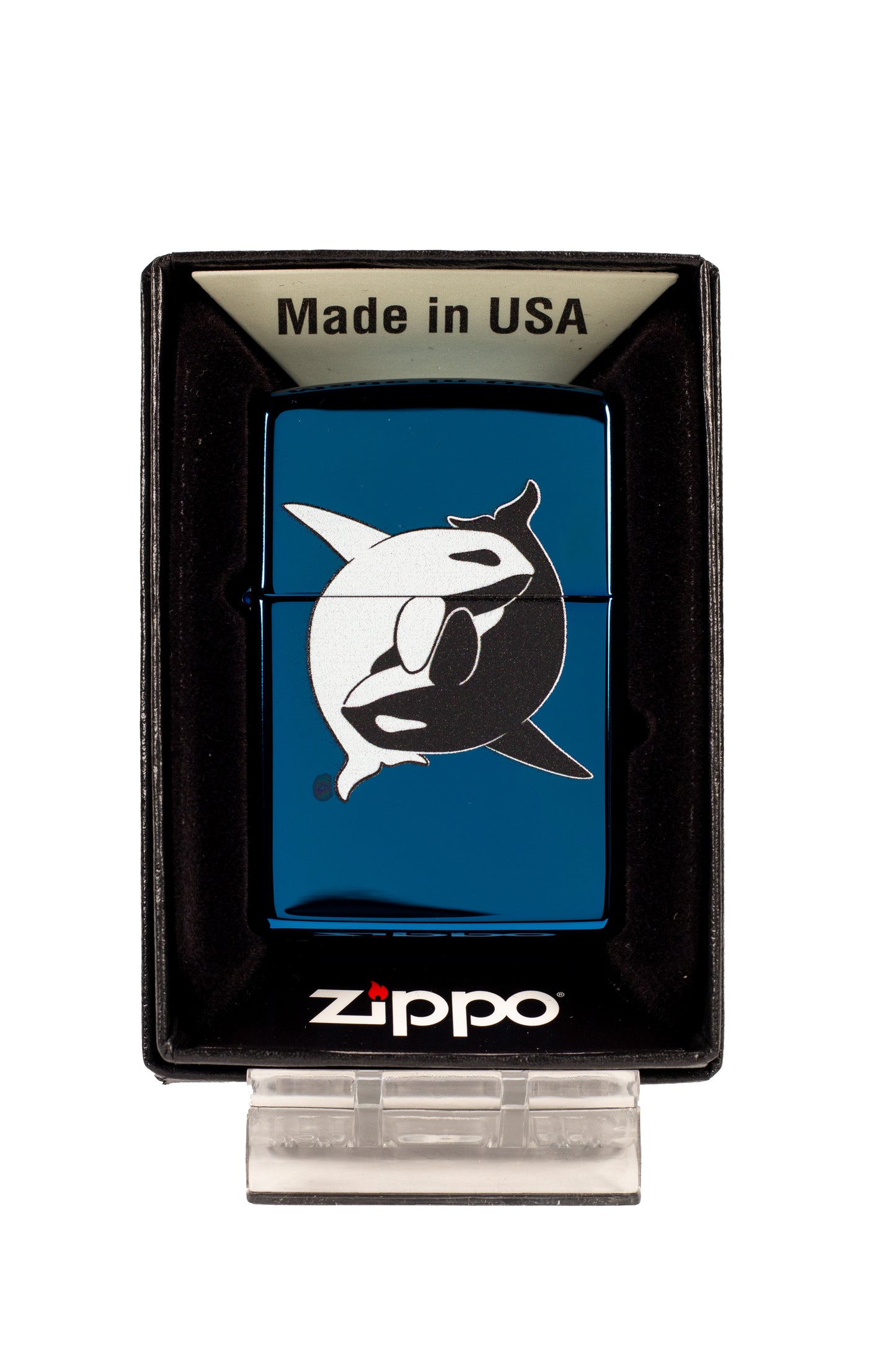 Yin Yang Orcas - High Polish Blue/Sapphire Zippo Lighter