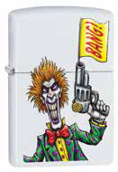 Clown With Gun - White Matte Zippo Lighter