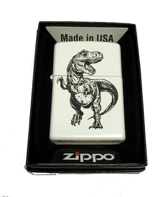 Tyrannosaurus Rex T-Rex Dinosaur Design - White Matte Zippo Lighter