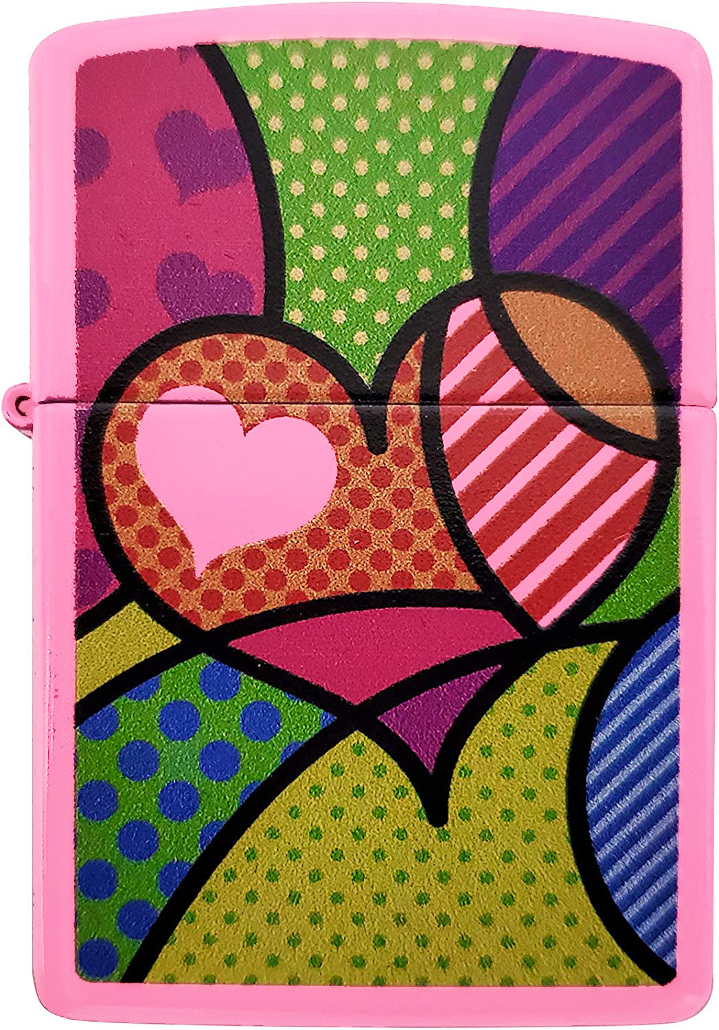 Colorful Pop Art Heart Design - Pink Matte Zippo Lighter