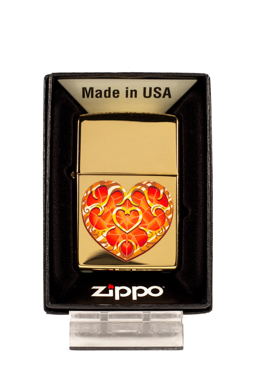 Legendary Royal Health Contained Heart - High Polish Brass Zippo Lighter