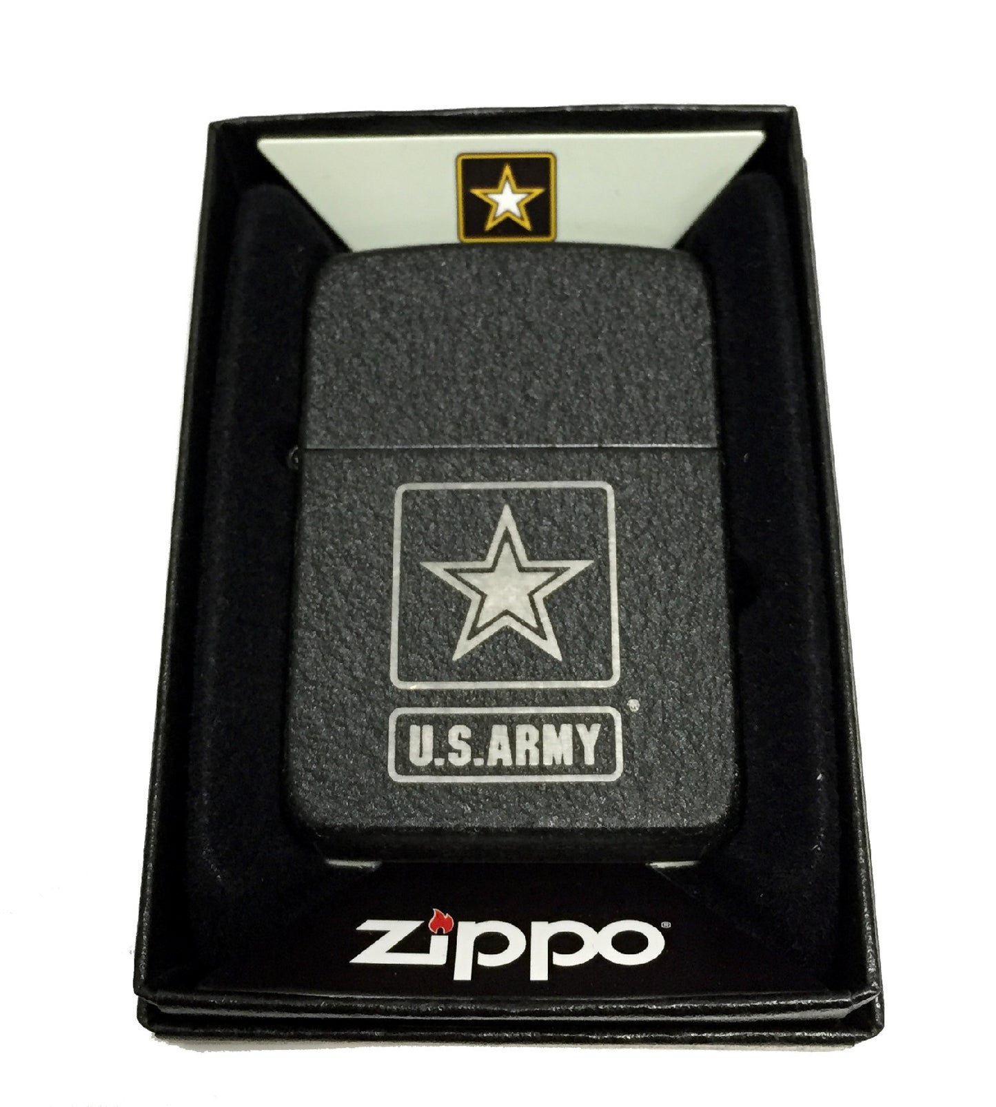 U.S. Army Star Logo - Engraved 1941 Black Crackle Replica Zippo Lighter