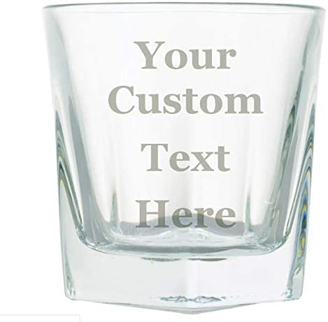 Custom Engraved 12.25 oz Pentagonal Scotch Glass - Add Your Text or Logo