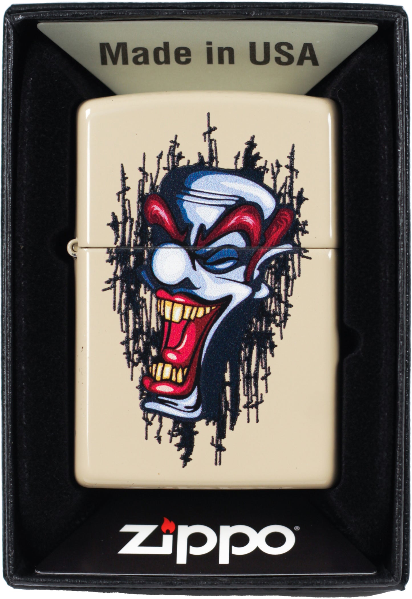 Laughing Clown Tattoo - Flat Sand Zippo Lighter