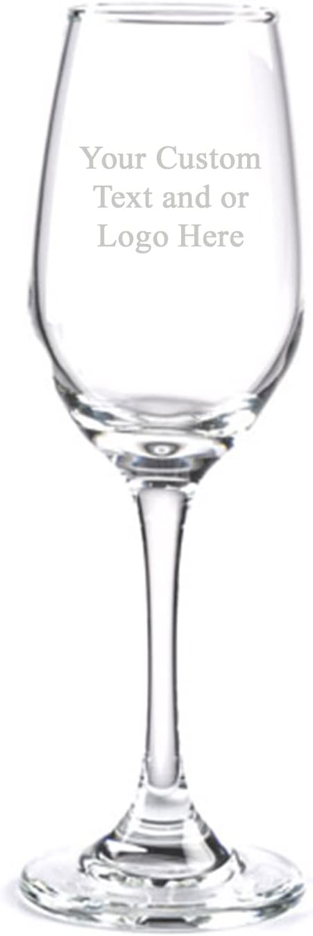 Custom Engraved 8 oz Flute Glass - Add Your Text or Logo