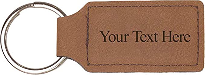 Customized Engraved Rectangle Leather Keychain - Add Your Text