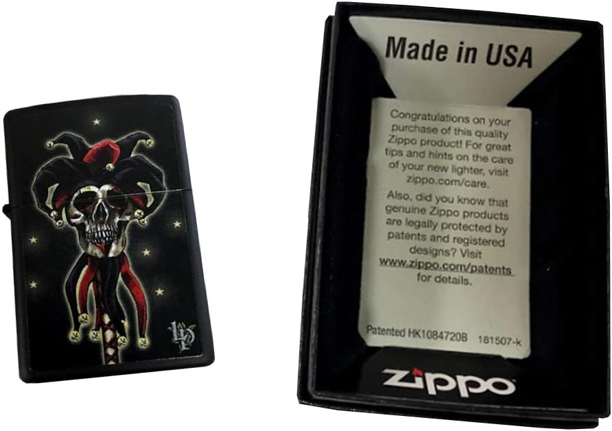 Lisa Parker Skull Jester of Death - Black Matte Zippo Lighter