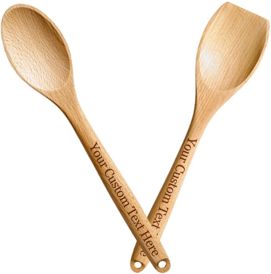 Customized Engraved OR Color Printed Wooden Spoons or Fork - Add Your Text - Available in 2 and 3 piece sets!