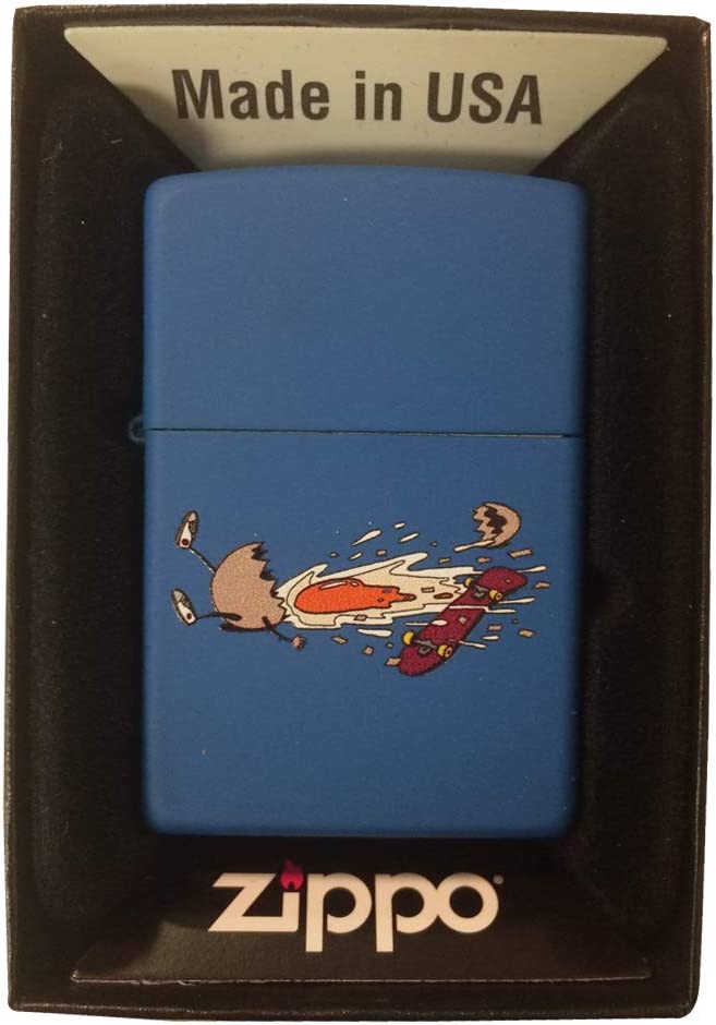 Funny Egg Skateboard Splatter Mess - Royal Blue Matte Zippo Lighter
