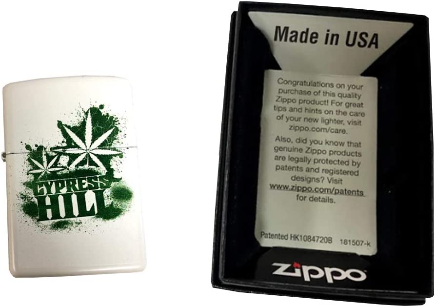 Cypress Hill Hip Hop Music Leaves Design - White Matte Zippo Lighter
