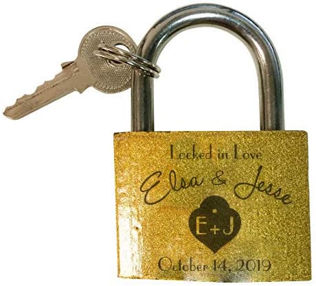 Customized Engraved Brass Love Locks with Key - Add Your Name and Date - Choose from 5 Designs