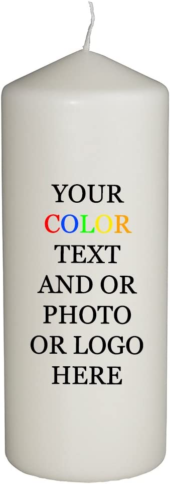 Customized Color Printed 6 Inch Pillar Candles - Add Your Text, Logo, or Photo