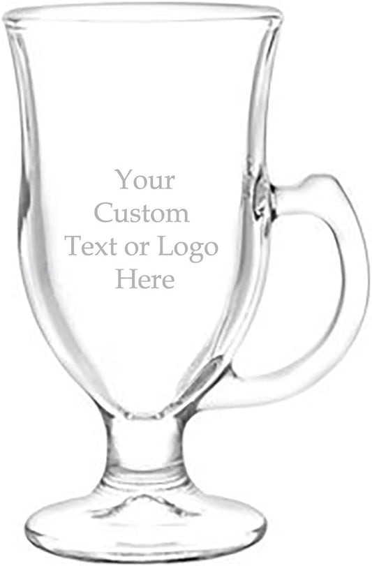 Custom Engraved 8 oz Irish Coffee Glass - Add Your Text or Logo