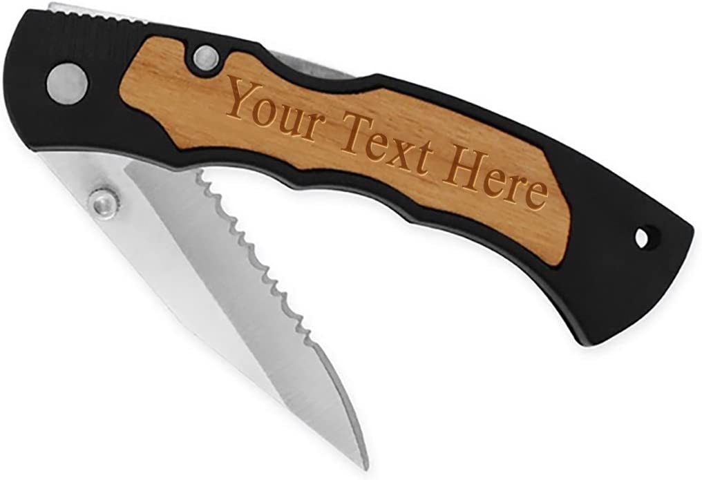 Customized Engraved OR Color Printed Folding Pocket Knife with Clip - Add Your Text