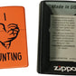 I Love Hunting Heart Design - Orange Matte Zippo Lighter