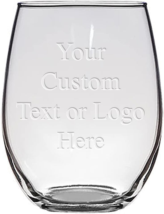 Custom Engraved 15.5 oz Stemless Wine Glass - Add Your Text, Logo, Photo