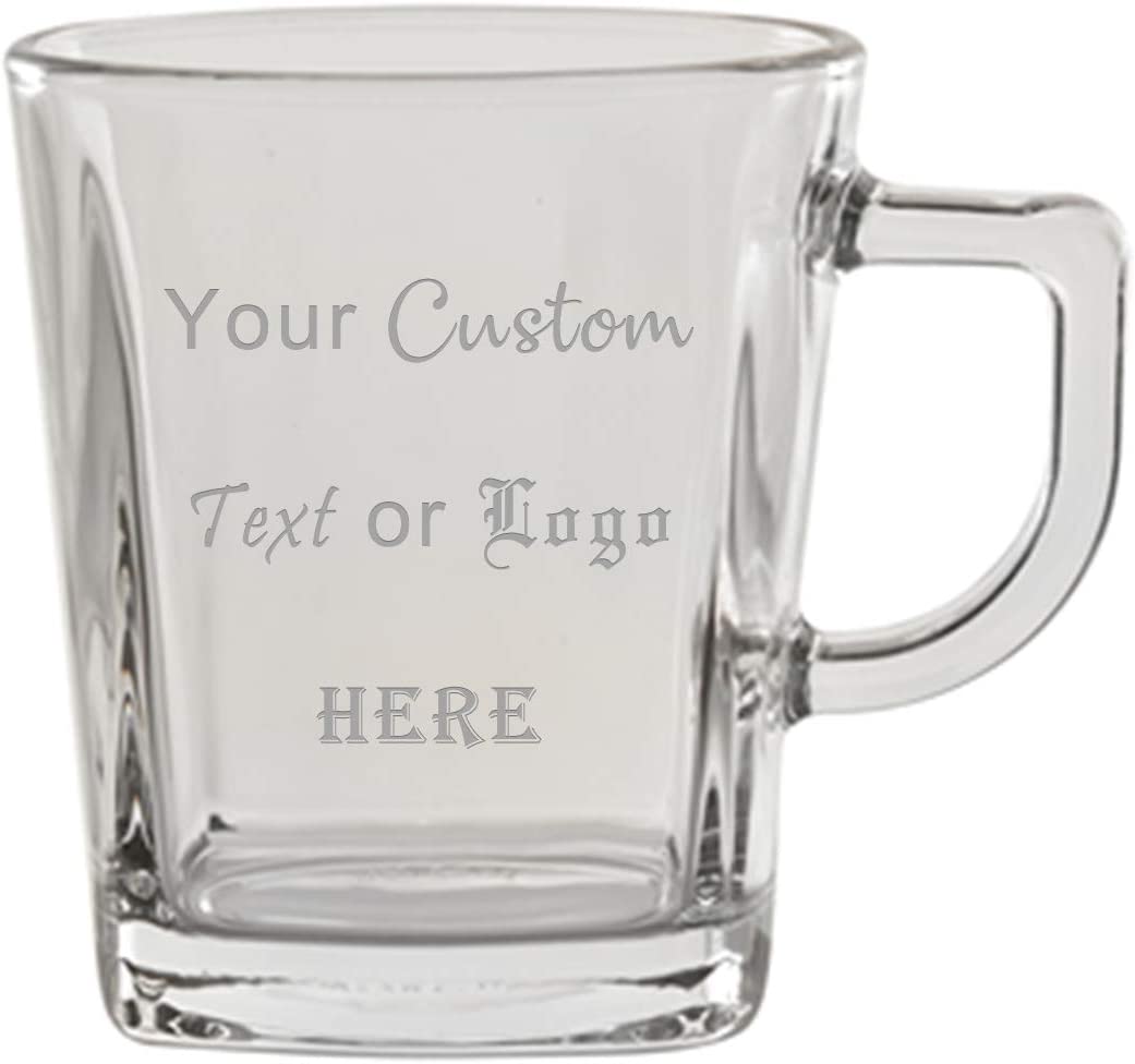 Custom Engraved 8 oz Square Tea Glass - Add Your Text or Logo