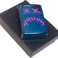 Stitched Skull Face Frown - High Polish Blue/Sapphire Zippo Lighter