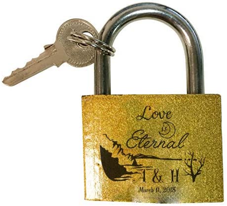 Customized Engraved Brass Love Locks with Key - Add Your Name and Date - Choose from 5 Designs