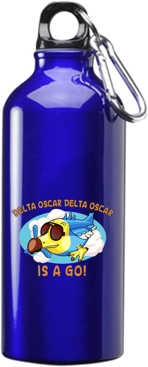 "Delta Oscar Delta Oscar is a Go!" Animal Plane Video Game Parody 17 oz Aluminum Water Bottle