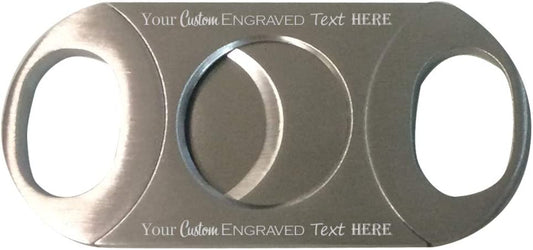 Customized Engraved Stainless Steel Cigar Cutter - Add Your Text