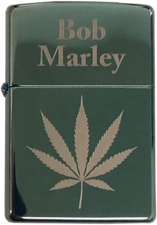 Bob Marley Leaf - Engraved High Polish Green/Chameleon Zippo Lighter