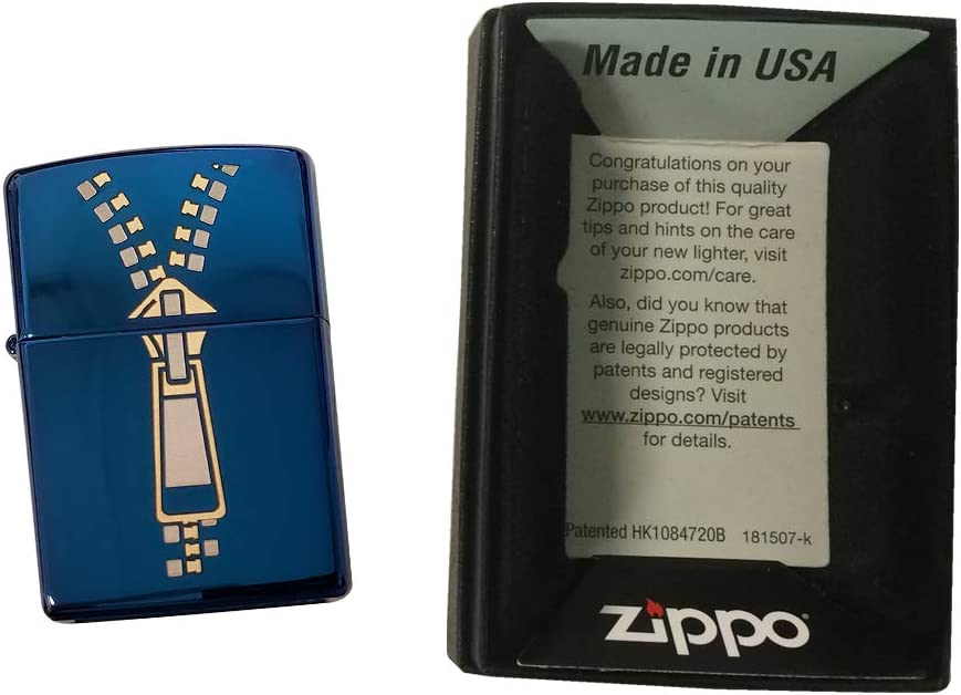 Clothing Zipper - Engraved High Polish Blue/Sapphire Zippo Lighter