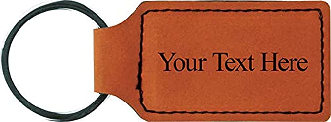 Customized Engraved Rectangle Leather Keychain - Add Your Text