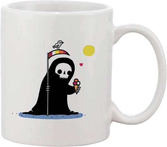 Happy Grim Reaper with Ice Cream 11 oz Coffee Mug