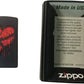 Stitched Emo Punk Dripping Broken Heart - Black Matte Zippo Lighter