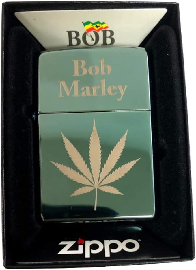 Bob Marley Leaf - Engraved High Polish Green/Chameleon Zippo Lighter