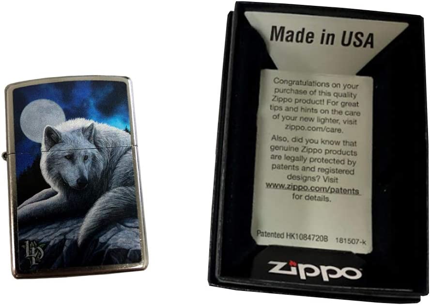 Lisa Parker Guardian of the North White Arctic Wolf - Street Chrome Zippo Lighter