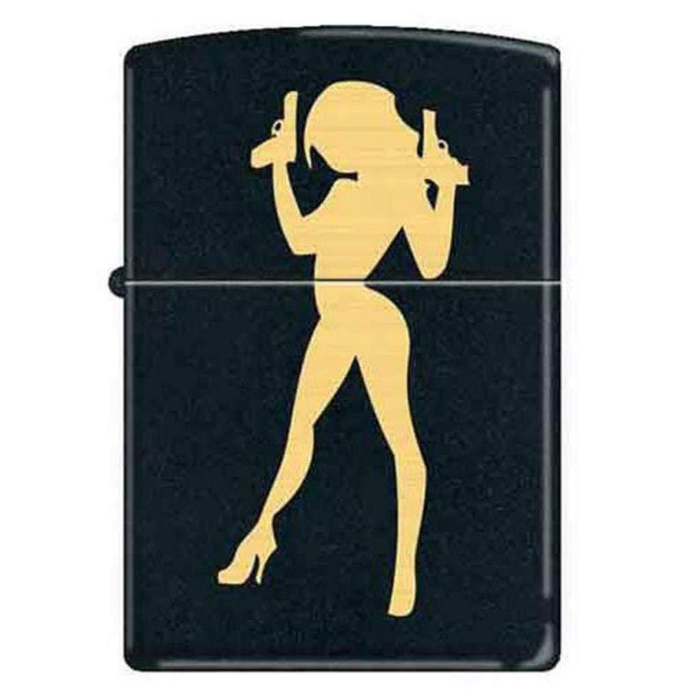 Zippo "Big Guns-Sexy Woman" Black Matte Lighter, 9551