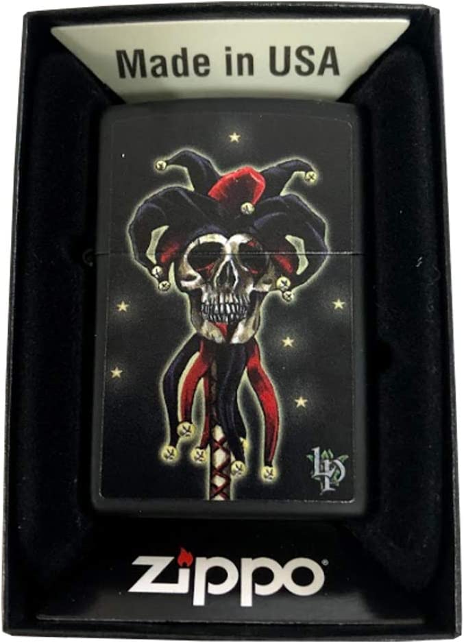 Lisa Parker Skull Jester of Death - Black Matte Zippo Lighter