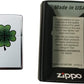 Double Sided Lucky Irish Four Leaf Clover Shamrock - Brushed Chrome Zippo Lighter