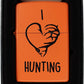 I Love Hunting Heart Design - Orange Matte Zippo Lighter