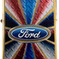 Ford Script in Oval Logo on Red White and Blue - Brushed Brass Zippo Lighter